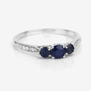 0.56 Carat Genuine Blue Sapphire and White Diamond 14K White Gold Ring