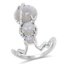 2.79 Carat Genuine Labradorite And White Topaz .925 Sterling Silver Ring