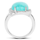 7.86 Carat Genuine Amazonite And White Topaz .925 Sterling Silver Ring