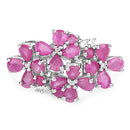 3.51 Carat Genuine Ruby and White Zircon .925 Sterling Silver Ring