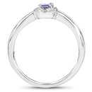 0.54 Carat Genuine Tanzanite and White Zircon .925 Sterling Silver Ring