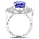 14K White Gold 6.83 Carat Genuine Tanzanite and White Diamond Ring
