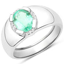 1.10 Carat Genuine Emerald and White Topaz .925 Sterling Silver Ring