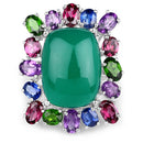 26.67 Carat Genuine Multi Stones .925 Sterling Silver Ring