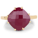 14K Yellow Gold Plated 8.95 Carat Glass Filled Ruby .925 Sterling Silver Ring