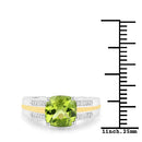 2.20 Carat Genuine Peridot and White Diamond 14K Yellow Gold with .925 Sterling Silver Ring