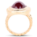 14K Rose Gold Plated 17.60 Carat Genuine Glass Filled Ruby .925 Sterling Silver Ring