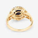 1.71 Carat Genuine Blue Sapphire and White Diamond 10K Yellow Gold Ring