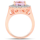 5.48 Carat Genuine Kunzite and White Topaz .925 Sterling Silver Ring