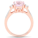 2.73 Carat Genuine Kunzite and White Topaz .925 Sterling Silver Ring