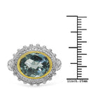 Two Tone Plated 5.01 Carat Genuine Blue Topaz & White Topaz .925 Sterling Silver Ring