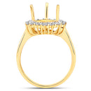 0.48 Carat Genuine White Diamond 14K Yellow Gold Semi Mount Ring - holds 11x9mm Pear Gemstone