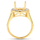 0.42 Carat Genuine White Diamond 14K Yellow Gold Semi Mount Ring - holds 11x9mm Oval Gemstone
