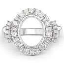 0.83 Carat Genuine White Diamond 14K White Gold Semi Mount Ring - holds 11x9mm Oval Gemstone