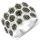 0.75 Carat Genuine Green Diamond .925 Sterling Silver Ring