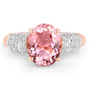 3.11 Carat Genuine Pink Tourmaline and White Diamond 14K Rose Gold Ring