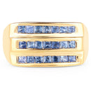 14K Yellow Gold Plated 1.05 Carat Genuine Blue Sapphire .925 Sterling Silver Ring