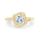 0.46 Carat Genuine Aquamarine and White Diamond 14K Yellow Gold Ring