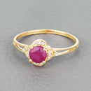0.59 Carat Genuine Ruby and White Diamond 14K Yellow Gold Ring