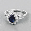 1.46 Carat Genuine Blue Sapphire and White Diamond 10K White Gold Ring