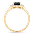 1.46 Carat Genuine Blue Sapphire and White Diamond 10K Yellow Gold Ring