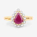 1.31 Carat Genuine Ruby and White Diamond 10K Yellow Gold Ring
