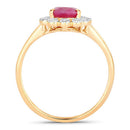 1.31 Carat Genuine Ruby and White Diamond 10K Yellow Gold Ring