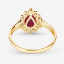 1.31 Carat Genuine Ruby and White Diamond 14K Yellow Gold Ring