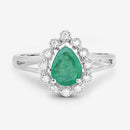 1.22 Carat Genuine Zambian Emerald and White Diamond 10K White Gold Ring