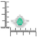 1.22 Carat Genuine Zambian Emerald and White Diamond 10K White Gold Ring