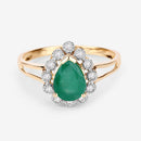 1.22 Carat Genuine Zambian Emerald and White Diamond 14K Yellow Gold Ring