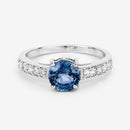 1.90 Carat Genuine Blue Sapphire and White Diamond 14K White Gold Ring
