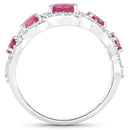 1.99 Carat Genuine Ruby and White Diamond 14K White Gold Ring