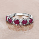1.61 Carat Genuine Ruby and White Diamond 14K White Gold Ring