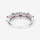 1.61 Carat Genuine Ruby and White Diamond 14K White Gold Ring