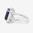 3.70 Carat Genuine Iolite and White Diamond 14K White Gold Ring