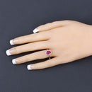 1.58 Carat Genuine Ruby and White Diamond 10K Yellow Gold Ring