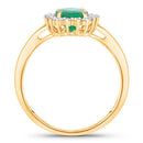 1.34 Carat Genuine Zambian Emerald and White Diamond 14K Yellow Gold Ring