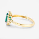 1.34 Carat Genuine Zambian Emerald and White Diamond 14K Yellow Gold Ring