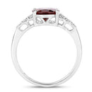 2.87 Carat Genuine Rhodolite and White Diamond 14K White Gold Ring