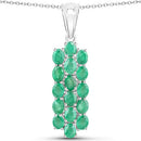 7.80 Carat Genuine Zambian Emerald .925 Sterling Silver 3 Piece Jewelry Set (Ring, Earrings, and Pendant w/ Chain)