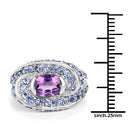 2.76 Carat Genuine Amethyst and Tanzanite .925 Sterling Silver Ring