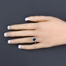 1.73 Carat Genuine Blue Sapphire and White Diamond 14K White Gold Ring