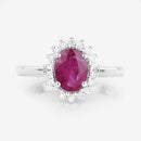 1.64 Carat Genuine Ruby and White Diamond 14K White Gold Ring