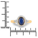 1.70 Carat Genuine Blue Sapphire and White Diamond 14K Yellow Gold Ring