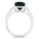 6.16 Carat Genuine Green Tourmaline and White Diamond 14K White Gold Ring