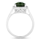 2.64 Carat Genuine Green Tourmaline and White Diamond 14K White Gold Ring