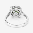 2.64 Carat Genuine Green Tourmaline and White Diamond 14K White Gold Ring