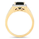 3.02 Carat Genuine Green Tourmaline and White Diamond 14K Yellow Gold Ring