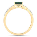 0.72 Carat Genuine Green Tourmaline and White Diamond 14K Yellow Gold Ring
